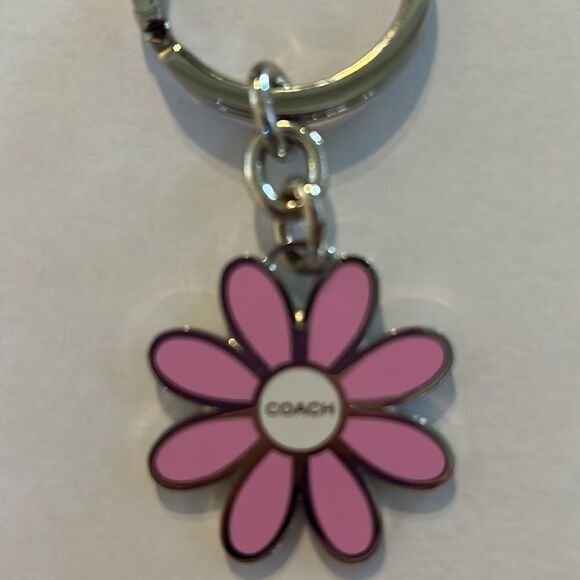 Coach Pink Daisy Keychain - Picture 2 of 3